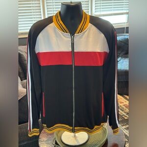 Fashion Nova Black, Red, and White Bomber Jacket